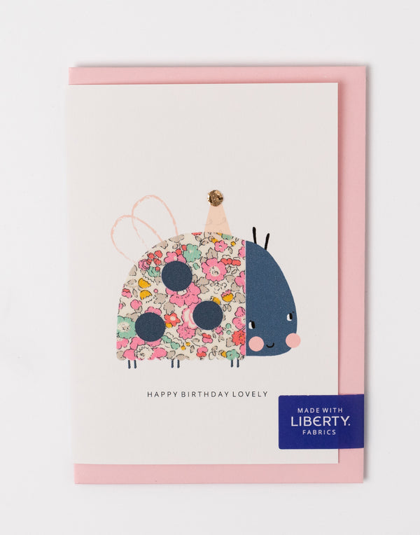 Liberty Ladybird Birthday Card - Betsy Ann Pale Pink