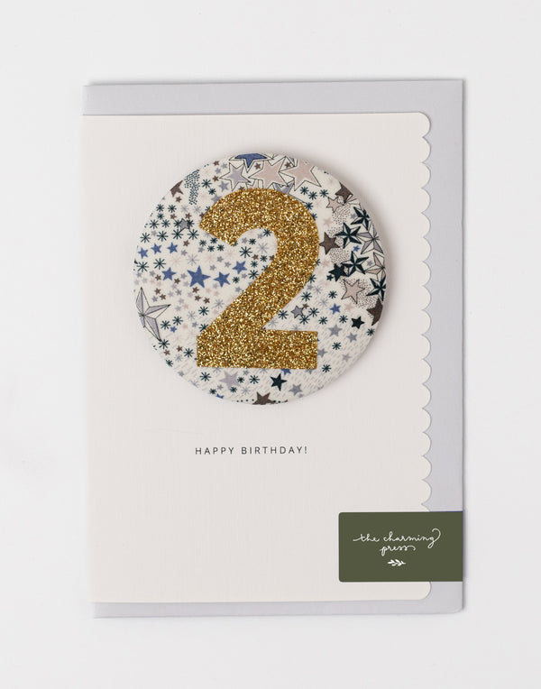 Age 2 Birthday Badge Card - Liberty Adelajda's Wish Fabric