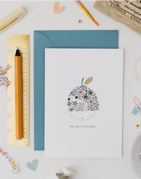 Pack of 6 Acorn New Baby Cards - Liberty Adelajda's Wish Fabric
