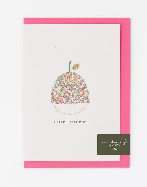 Pack of 6 Acorn New Baby Girl Cards - Liberty Katie & Millie Fabric