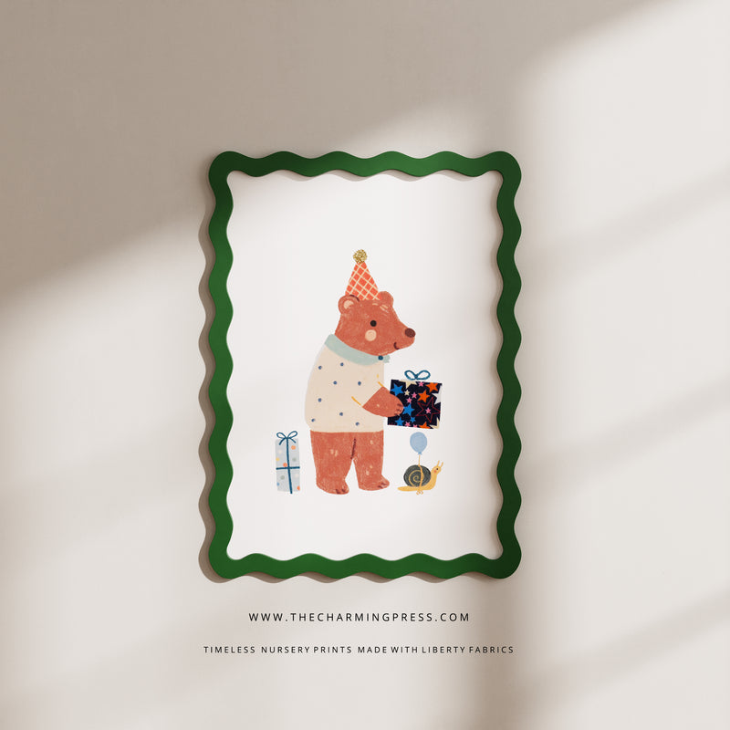BEAR NURSERY ART - MADE WITH LIBERTY FABRICS
