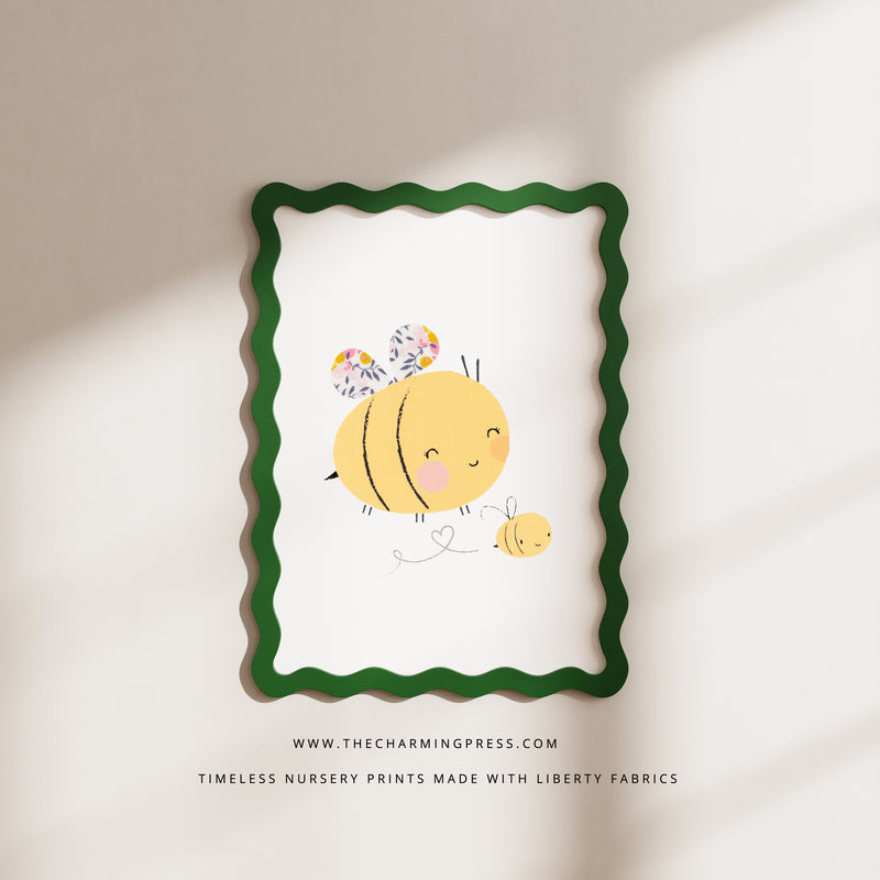 Bumble Bee Nursery Art - made with Liberty fabrics