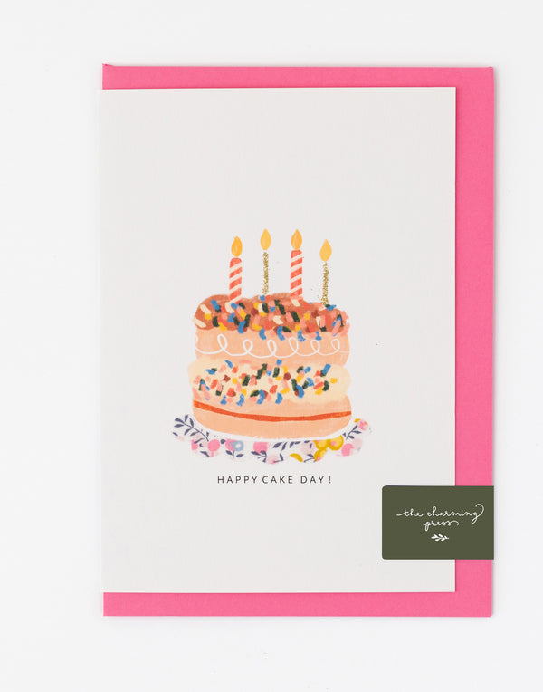Birthday Cake Birthday Card - Liberty Wiltshire Bud Fabric