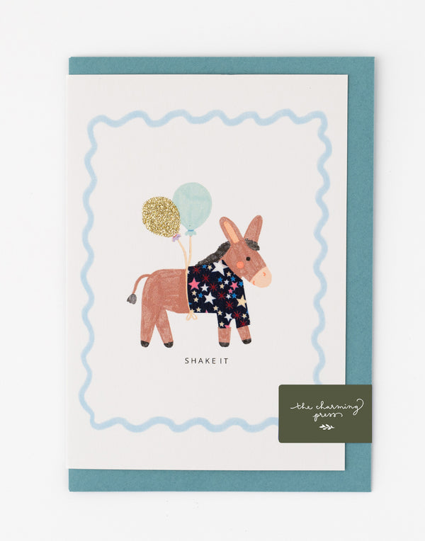 Donkey Birthday Card - Liberty Adelajda's Wish Fabric