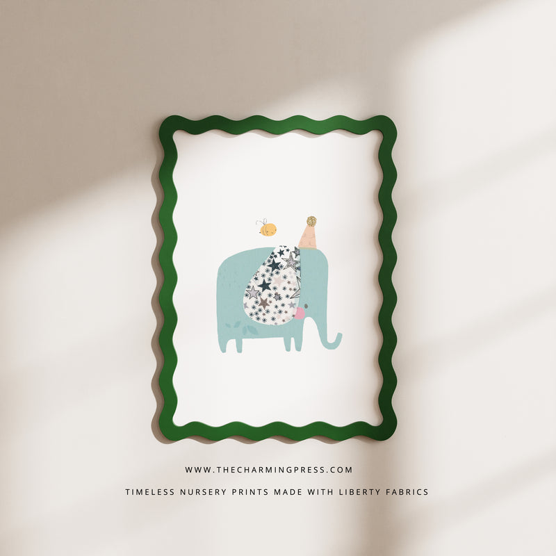 Elephant Nursery Art - made with Liberty fabrics