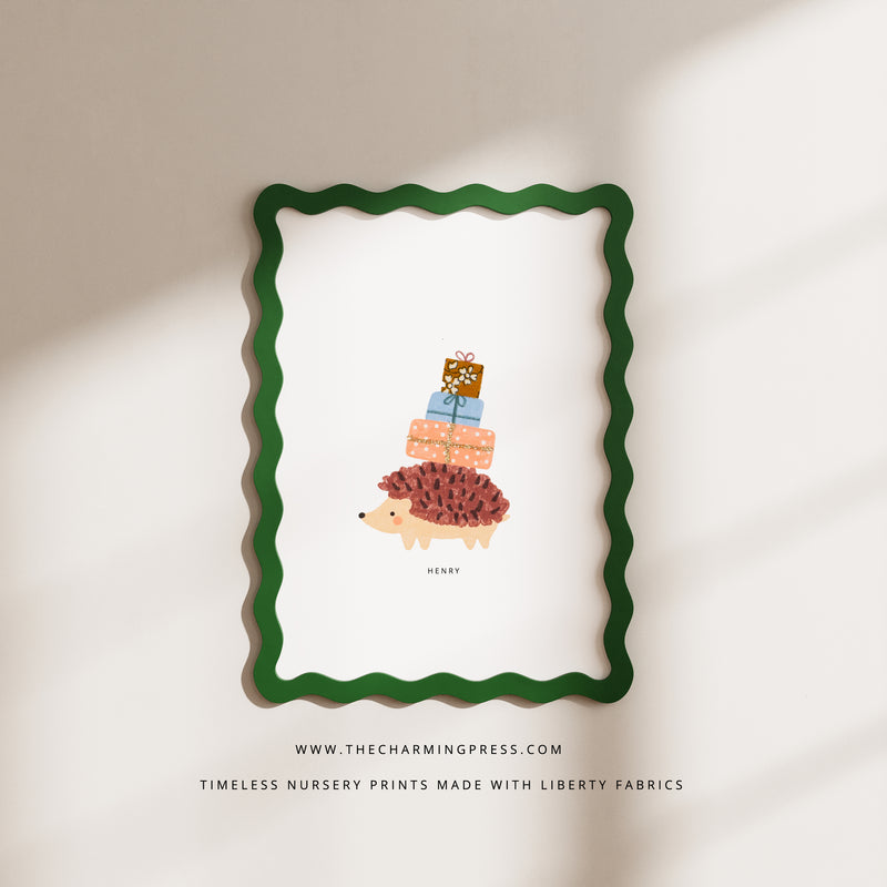 LITTLE HEDGEHOG NURSERY ART - MADE WITH LIBERTY FABRICS