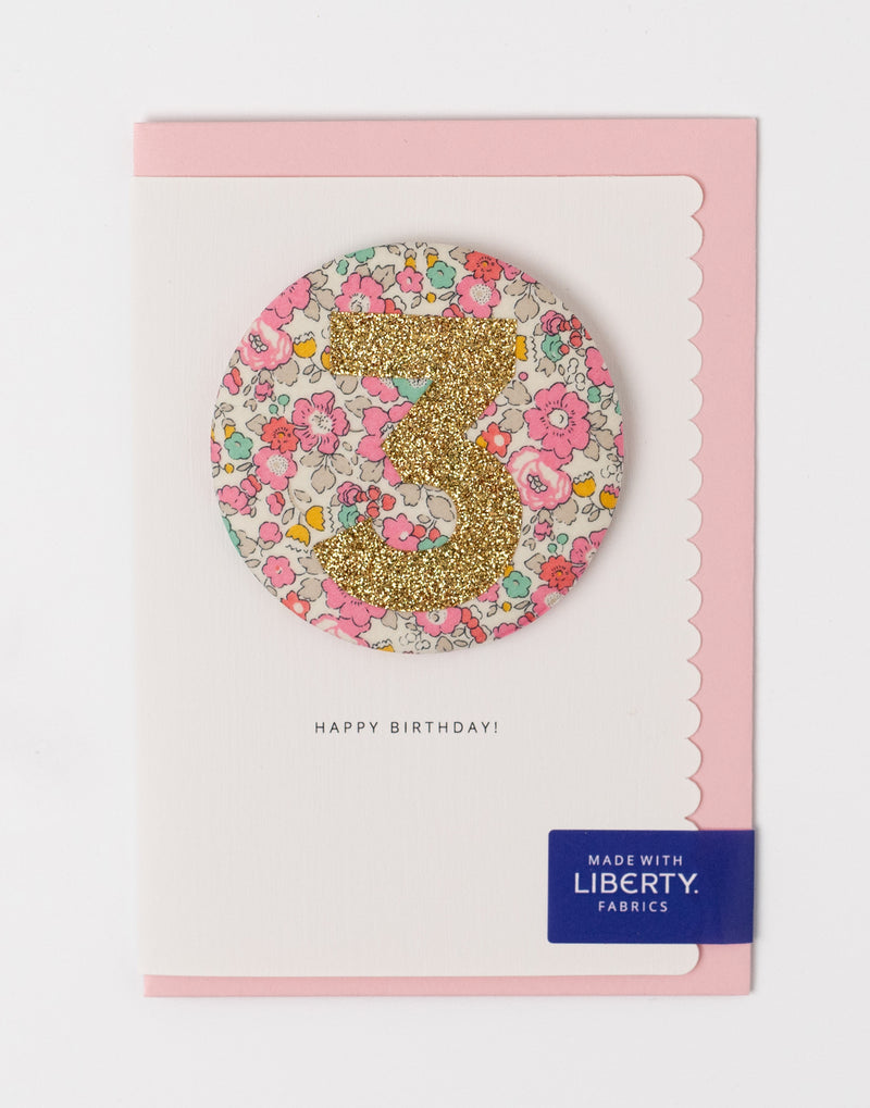 Liberty Glitter Age 3 Badge - Besty Ann Pale Pink