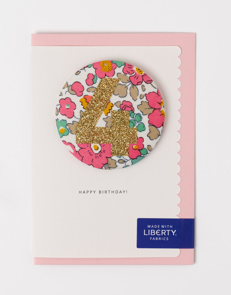Liberty Glitter Age 4 Badge - Betsy Pink