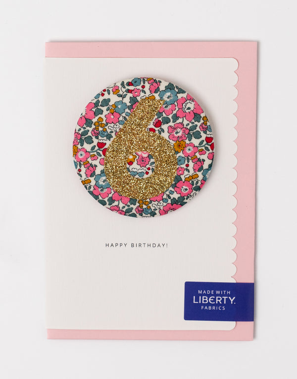 Liberty Glitter Age 6 Badge - Betsy Ann Dark Pink