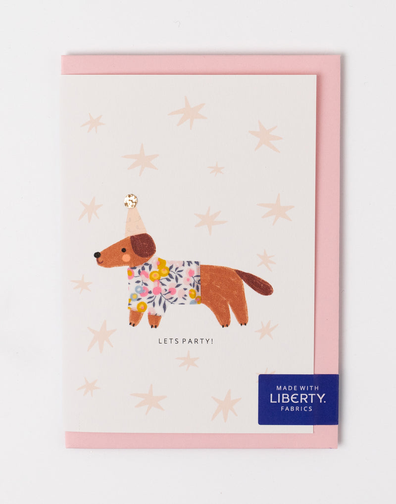 Liberty Sausage Dog Birthday Card - Wiltshire Bud
