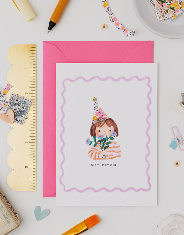 Birthday Girl Card - Liberty Wiltshire Bud Fabric