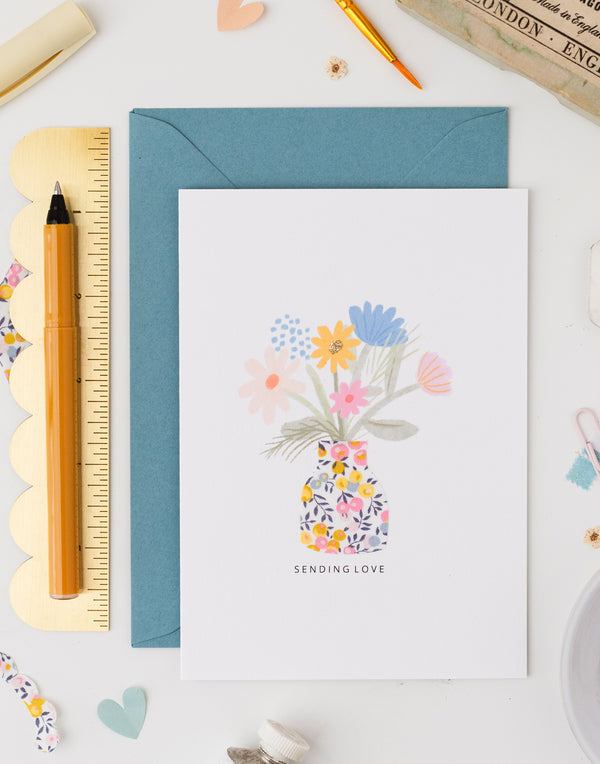 Pack of 6 Flowers Cards - Liberty Wiltshire Bud Fabric