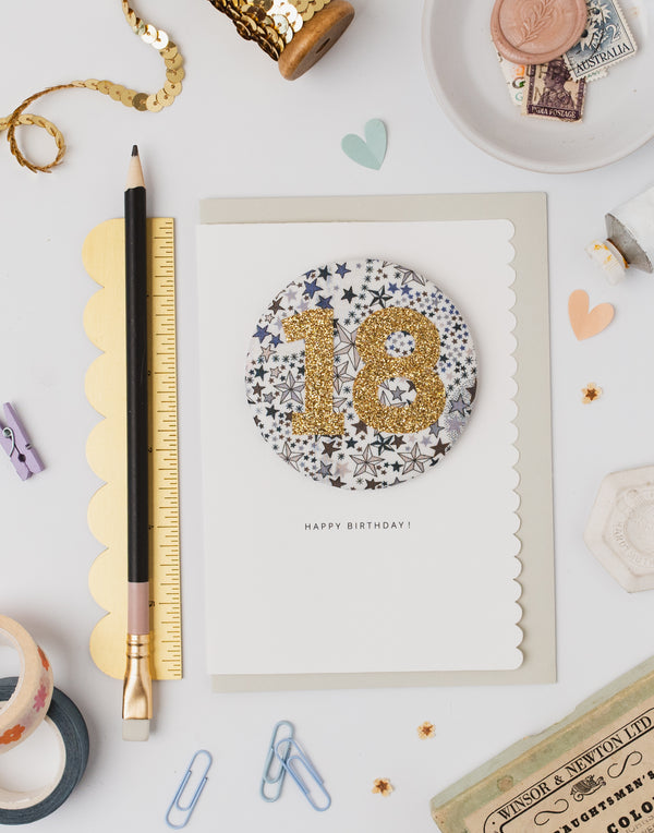 Pack of 3 - Liberty Glitter Age 18 Badge - Liberty Adelajda's Wish