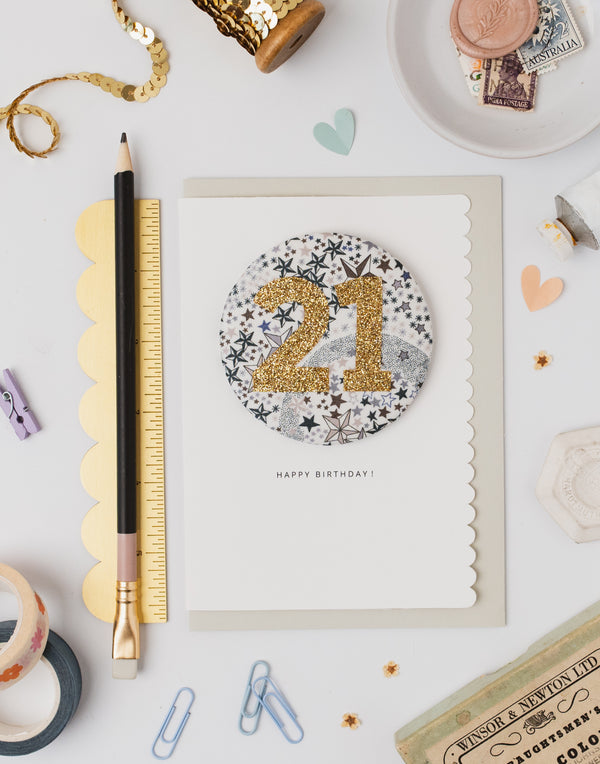 Pack of 3 - Liberty Glitter Age 21 Badge - Liberty Adelajda's Wish