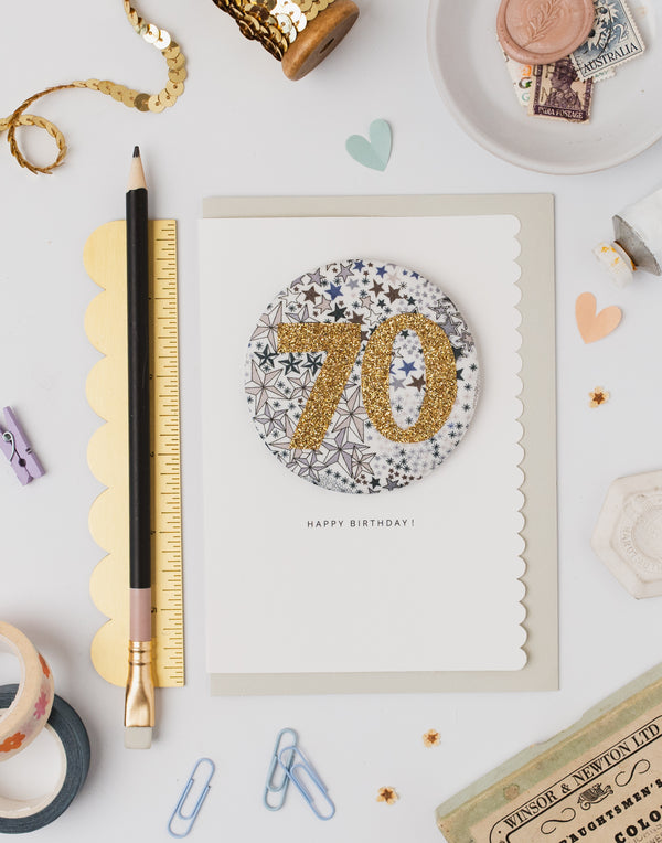 Pack of 3 - Liberty Glitter Age 70 Badge - Liberty Adelajda's Wish