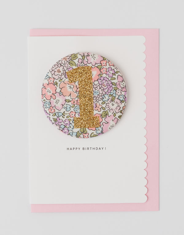 Pack of 3 - Liberty Glitter Age 1 Badge - Liberty Michelle fabric