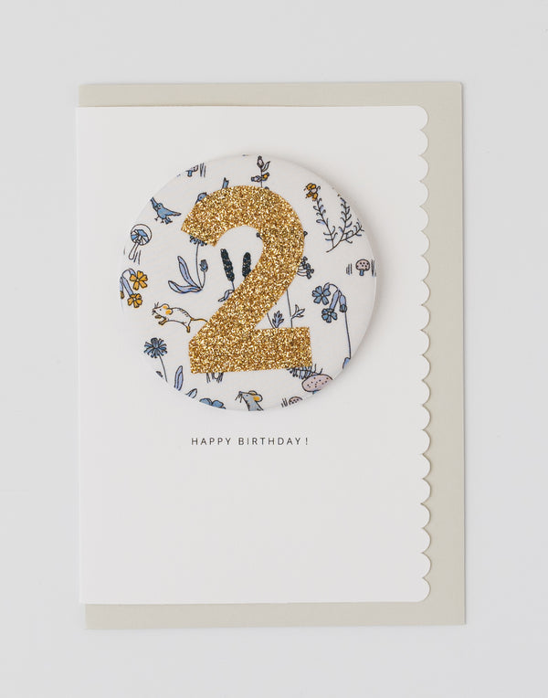 Age 2 Birthday Badge Card - Liberty Theo Fabric