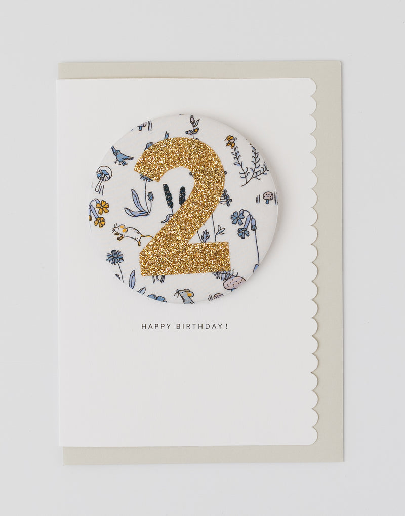Age 2 Birthday Badge Card - Liberty Theo Fabric