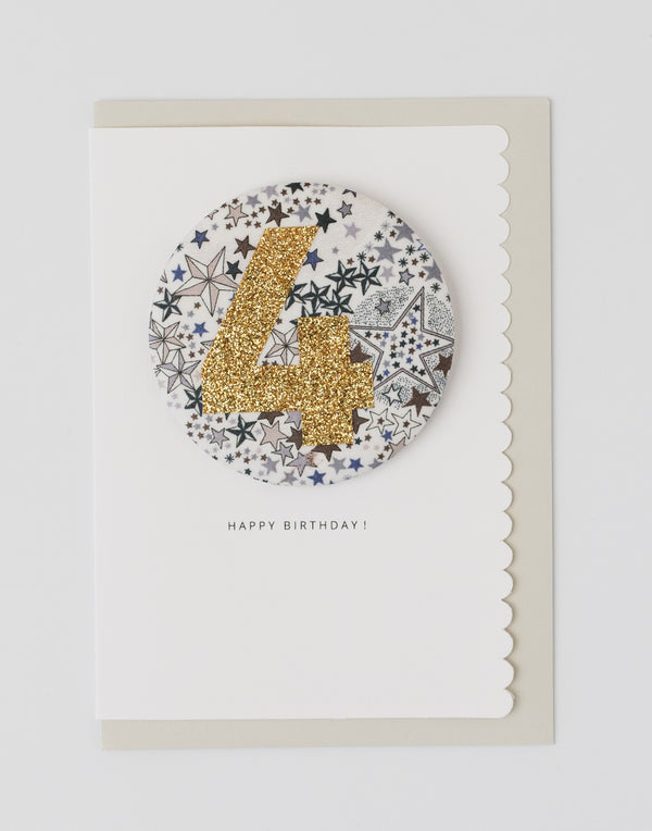 Age 4 Birthday Badge Card - Liberty Adelajda's Wish fabric