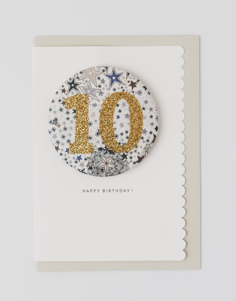 Pack of 3 - Liberty Glitter Age 10 Badge - Liberty Adelajda's Wish Fabric