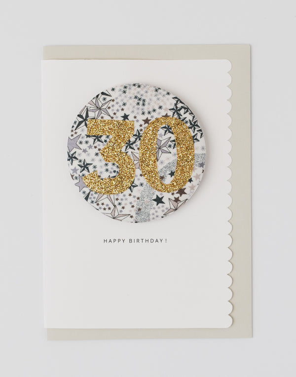 Pack of 3 - Liberty Glitter Age 30 Badge - Liberty Adelajda's Wish