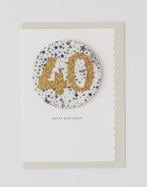 Pack of 3 - Liberty Glitter Age 40 Badge - Liberty Adelajda's Wish