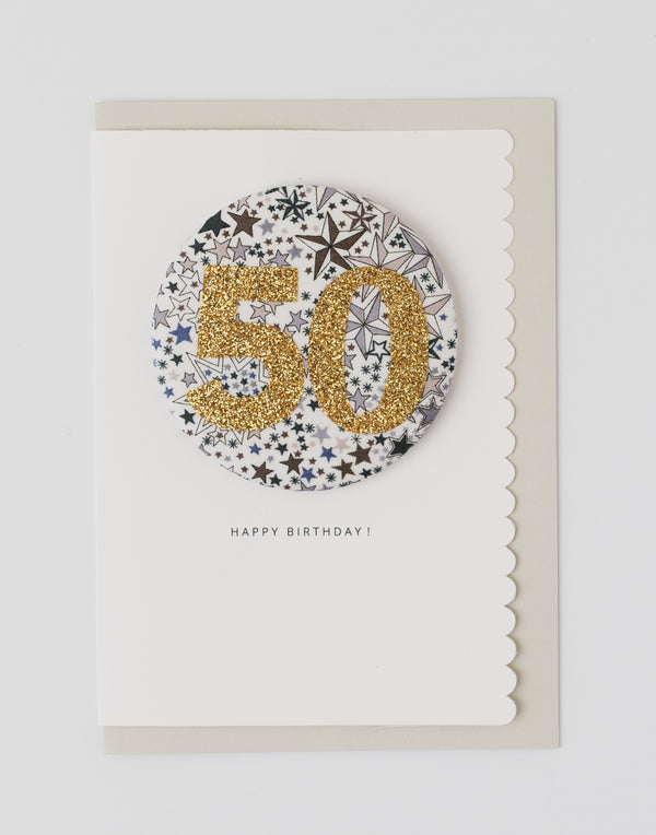 Pack of 3 - Liberty Glitter Age 50 Badge - Liberty Adelajda's Wish