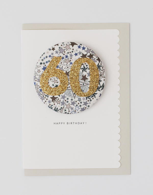 Pack of 3 - Liberty Glitter Age 60 Badge - Liberty Adelajda's Wish