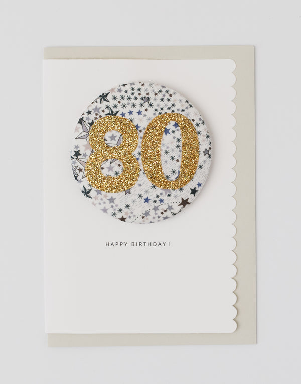 Pack of 3 - Liberty Glitter Age 80 Badge - Liberty Adelajda's Wish