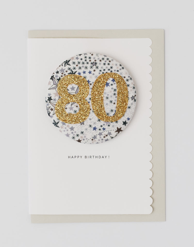 Pack of 3 - Liberty Glitter Age 80 Badge - Liberty Adelajda's Wish