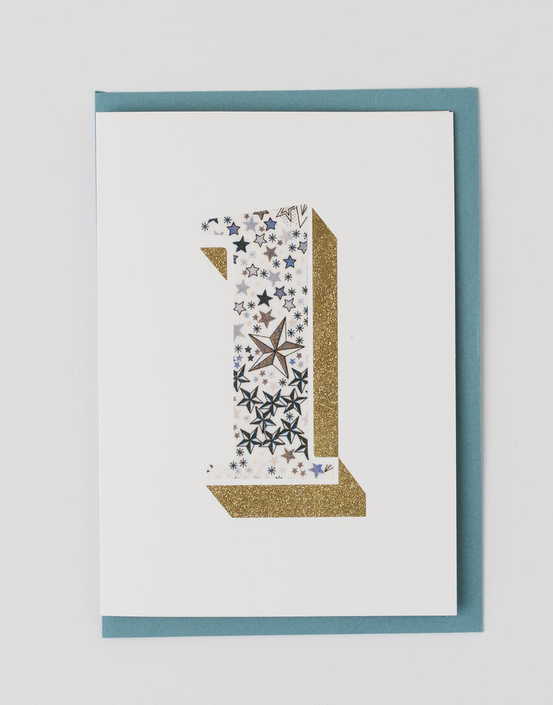 Pack of Age 1 Birthday Cards - Bio Glitter & Liberty Adelajda's Wish Fabric
