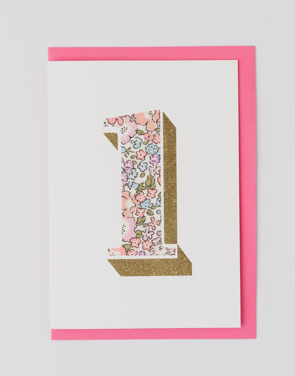 Pack of Age 1 Birthday Cards - Bio Glitter & Liberty Michelle Fabric