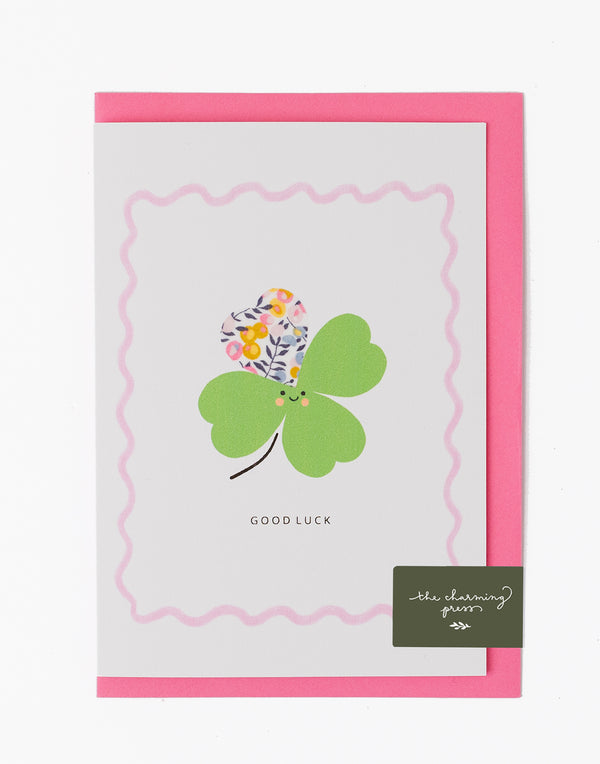 Four Leaf Clover Card - Liberty Wiltshire Bud Fabric
