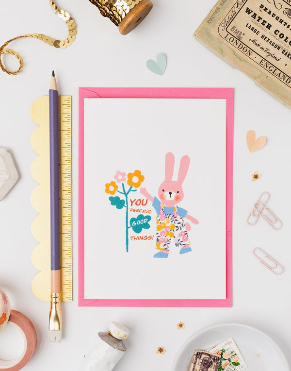 Pack of 6 'Good Things' Card - Liberty Wiltshire Bud Fabric