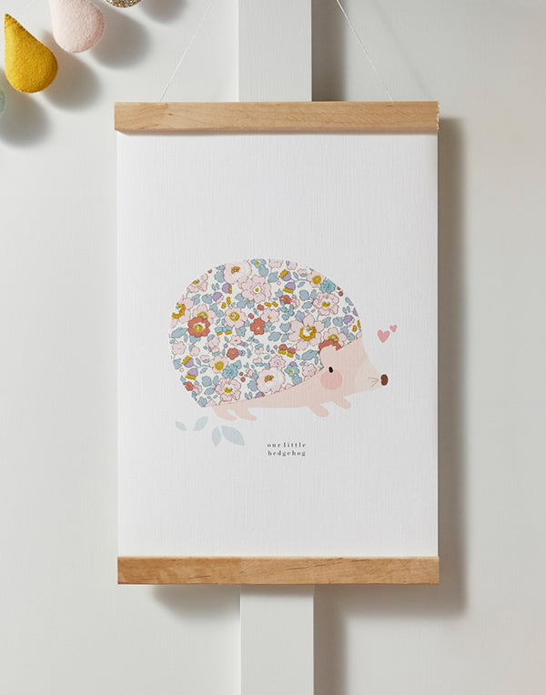 Hedgehog Nursery Art - made with Liberty fabrics