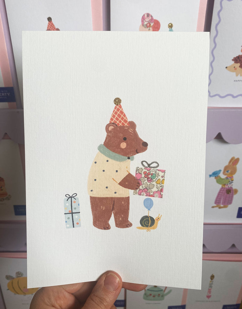 BEAR NURSERY ART - MADE WITH LIBERTY FABRICS