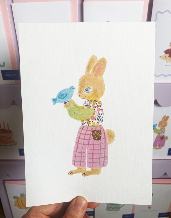 RABBIT NURSERY ART - MADE WITH LIBERTY FABRICS