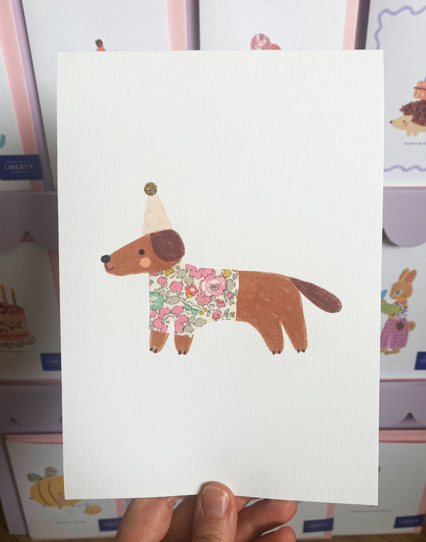 SAUSAGE DOG NURSERY ART - MADE WITH LIBERTY FABRICS