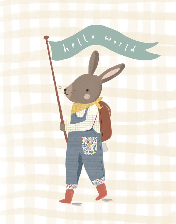Farmer Rabbit Nursery Art - made with Liberty fabrics