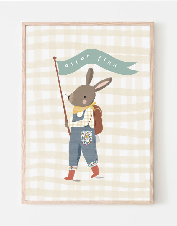 Farmer Rabbit Nursery Art - made with Liberty fabrics