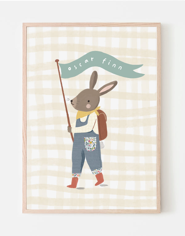 Liberty Print Farmer Rabbit Nursery Art