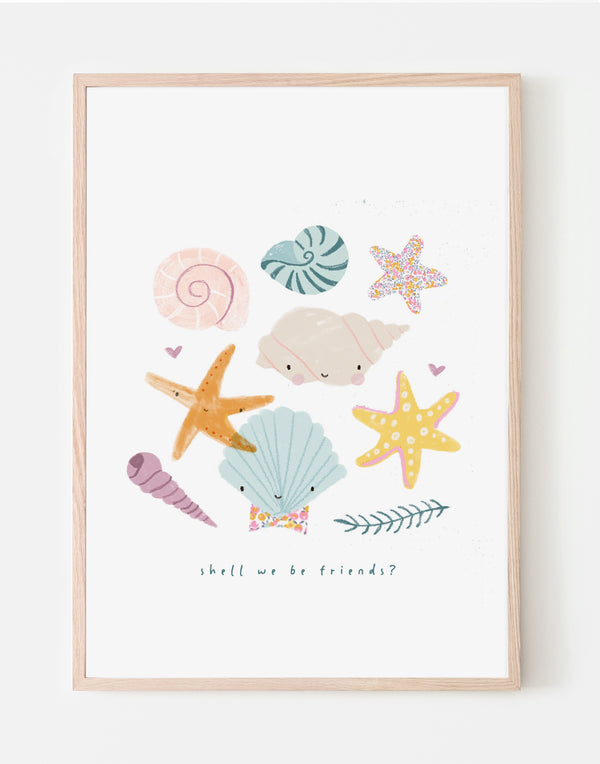 Shells Nursery Art - made with Liberty fabrics