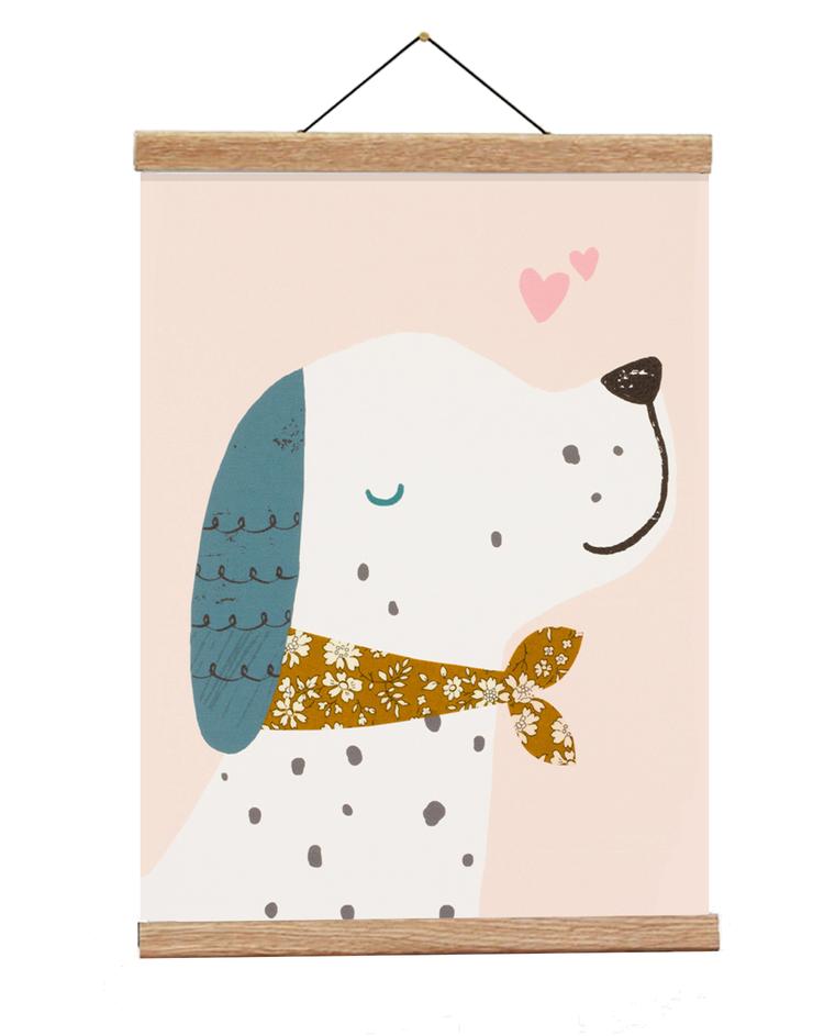 A3 Portrait Oak Poster Hanger with Dog print by The Charming Press