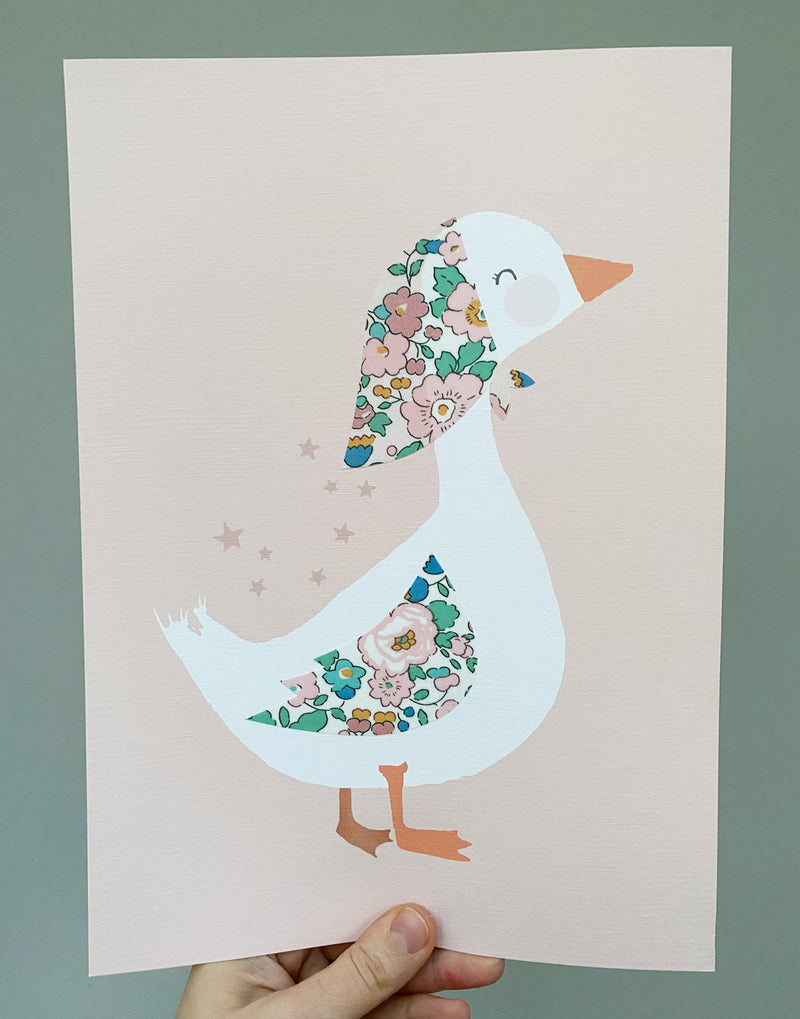 Duck Nursery Art - made with Liberty fabrics