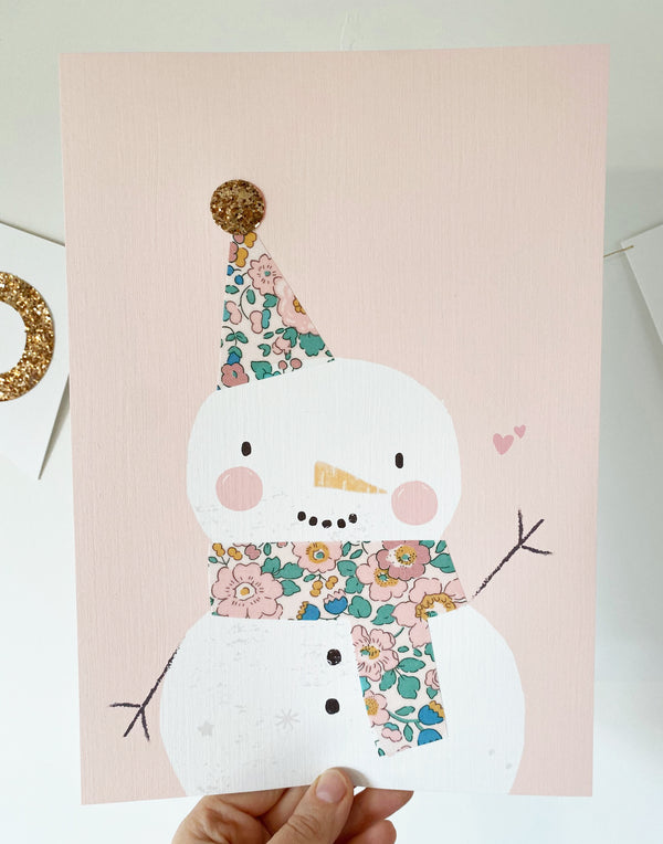 Liberty Snowman Nursery Art