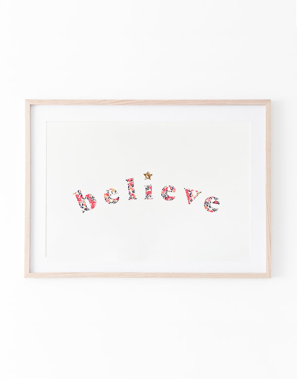 ‘Believe' Nursery Print - made with Liberty fabrics