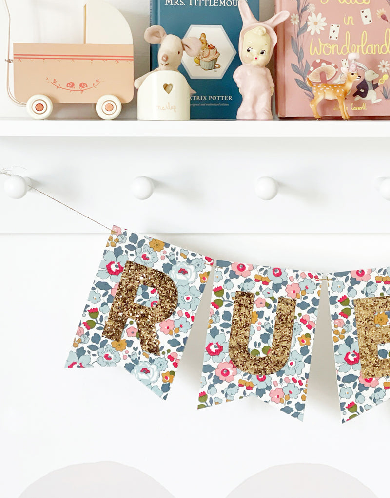 Liberty Betsy Blue Glitter Bunting