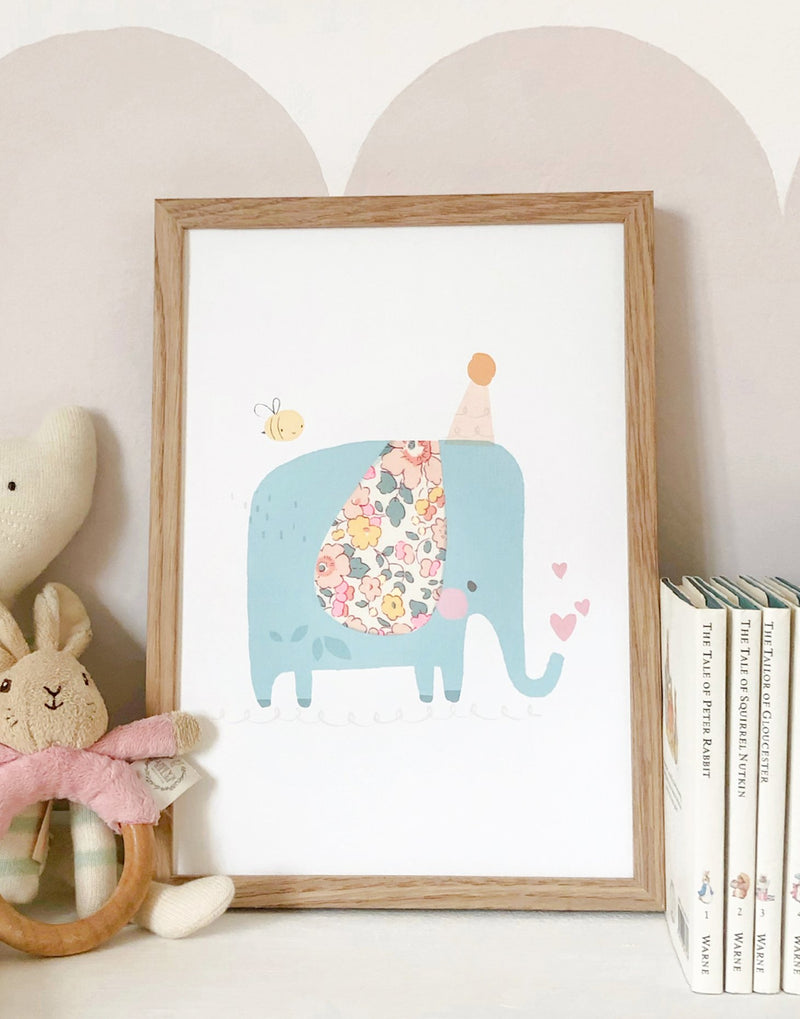 Elephant Nursery Art made with Liberty fabrics – The Charming Press