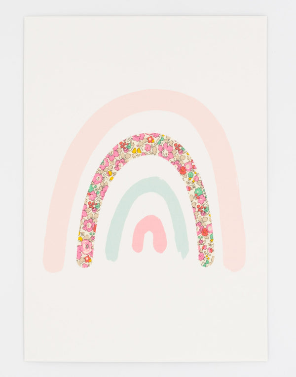 Pastel rainbow nursery art featuring Liberty print by The Charming Press.