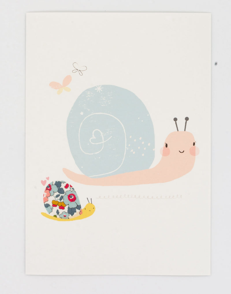 Snail nursery print by The Charming Press with Betsy Liberty print. 